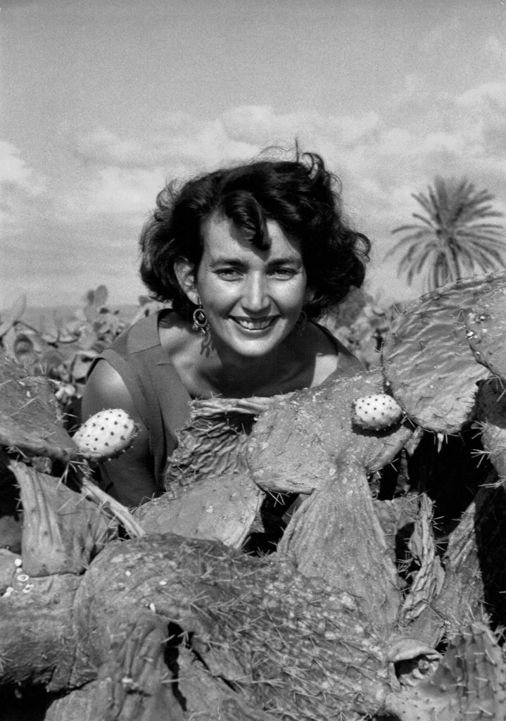 Woman with sabra fruit. Ca. 1954.