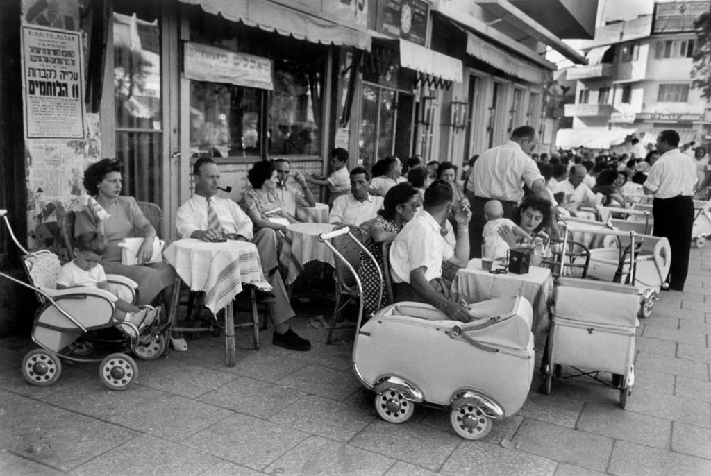 A sidewalk cafe along the Ben Yehuda Street. Tel Aviv, 1948.